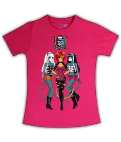 Прикольные футболки: Monster High - монстры с лого на красной